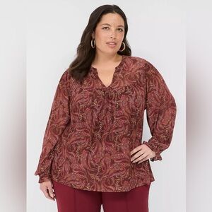 Lane Bryant Brown Paisley Blouse 22/24
